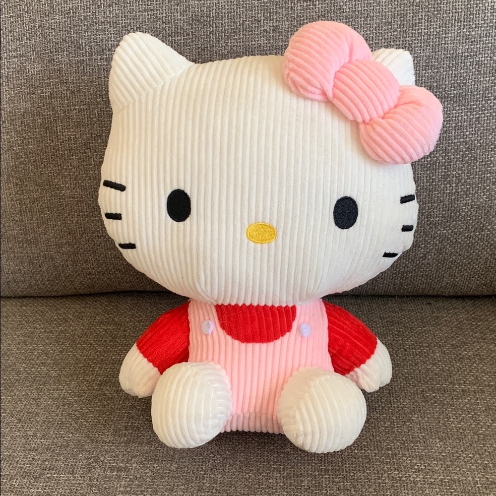 Hello Kitty 11” Corduroy Plush Stuffed Animal with Pink Bow